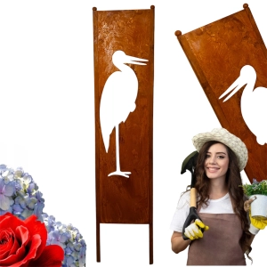 Panel ogrodowy parawan dekoracyjny metal patyna 120cm CZAPLA / ŻURAW